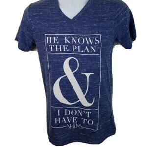 Official NHIM He Knows The Plan & I Dont Have To Jer 29:11 Gray Vneck Tshirt XS